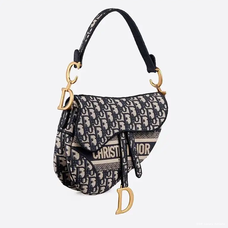 Cheap Blue Saddle Bag Canvas Dior Motif Christian Oblique 0510 Luxury
